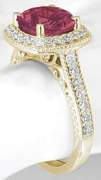 Yellow Gold Pink Tourmaline Rings in 14k yellow gold