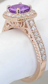 Rose Gold Purple Sapphire Rings in 14k in gold