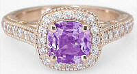 Untreated Purple Sapphire Ring Rose Gold in gold