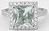 Princess Cut Green Amethyst and Diamond Ring in 14k gold