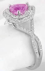 Heart Shaped Pink Sapphire Rings in 14k in 14k white gold