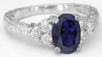 Iolite and Diamond Ring in 14k white gold