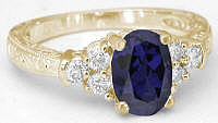 Yellow Gold Iolite Rings with Engraving in 14k yellow gold