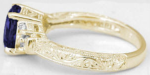 Antique Oval Iolite Rings in 14k yellow gold