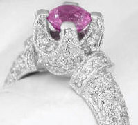 Diamond Encrusted 1.57 ctw Pink Sapphire and Diamond Rings in 18k gold