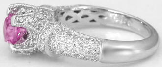 Diamond Encrusted Pink Sapphire and Diamond Ring in 18k white gold