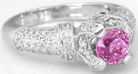 Pink Sapphire Diamond Ring in 18k white gold