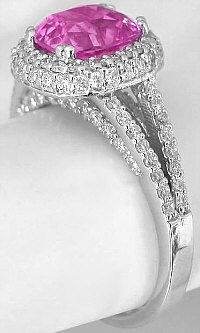 Diamond Encrusted Pink Sapphire Ring in 14k white gold