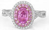 Pink Sapphire Diamond Halo Ring in 14k white and rose gold