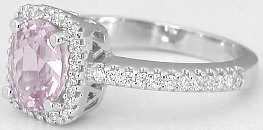 Natural Oval Light Pink Sapphire Ring in 14k white gold