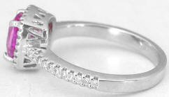 Hot Pink Sapphire Diamond Ring in 14k white gold