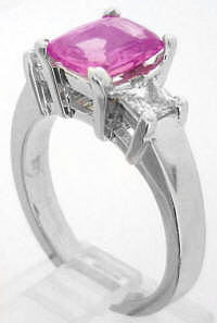 3-Stone Pink Sapphire and White Sapphire Rings in 14k white gold