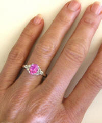White Gold Pink Sapphire Ring in 14k white gold