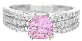 Radiant Cut Pink Sapphire Diamond Ring in 14k white gold