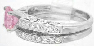 Antique Pink Sapphire Engagement Rings in 14k white gold