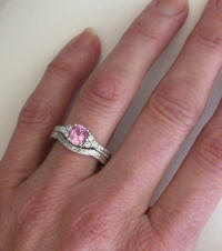Pink sapphire diamond ring with Engraving in 14k