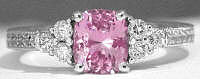 Cushion cut Pink sapphire diamond ring with Engraving