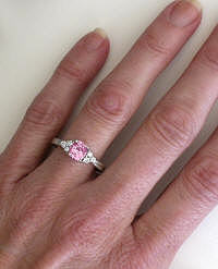 Pink Sapphire Ring in 14k in 14k white gold