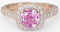 Pink Sapphire and Diamond Engagement Ring in 14k rose gold