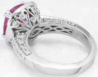 Custom Pink Sapphire Diamond Halo Engagement Rings in 14k white gold