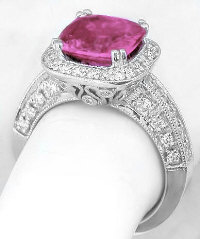 Antique Pink Sapphire Diamond Engagement Rings in 14k