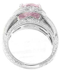 7.61 ctw Untreated Light Pink Sapphire and Diamond Ring in 14k white gold with Engraving