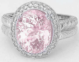 Exquisite 7.61 ctw Untreated Light Pink Sapphire and Diamond Ring in 14k 
