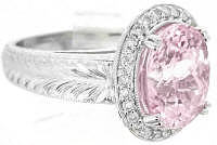 GIA Tested Natural Light Pink Sapphire and Diamond Engagement Rings in 14k white gold