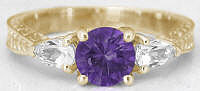 February Birthstone Amethyst Promise Rings in 14k Yellow Gold