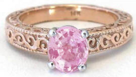 Pink Sapphire Engagement Ring in Rose Gold