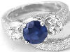 Sapphire and White Sapphire Ring and Band in 18k white gold