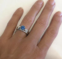 Sapphire Solitaire Engagement Ring and Wedding Band