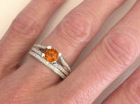 Unique Jewelry: Round Orange Sapphire Engagement Ring Set with Split Shank