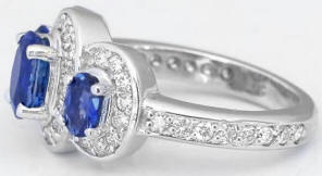 Eye Catching Ceylon Oval Sapphire and Diamond Ring in 14k white gold