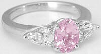 Pink Sapphire and Pear Shape White Sapphire Ring