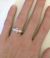 Diamond Alternative Pink and White Sapphire Rings in 14k white gold