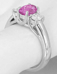 Past Present Future Pink Sapphire Oval Diamond Rings