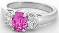 Oval Diamond and Pink Sapphire 3 Stone Rings
