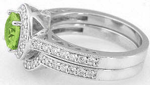 Peridot Wedding Ring in 14k in 14k white gold