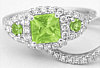 Peridot and Diamond Ring in 14k white gold