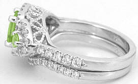 Peridot Wedding Rings in White Gold in 14k white gold