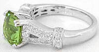 Cushion Cut Peridot Engagement Ring with Split Shank