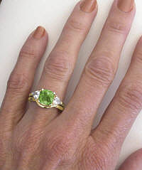 August Birthstone Peridot Engagement Rings in 14k Yellow Gold