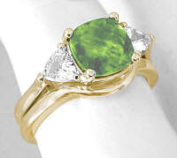 Peridot Engagement Ring in 14k with Matching Band