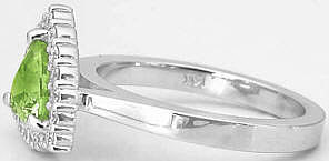 Trillion Cut Peridot Diamond Halo Rings