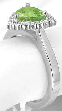 Trillion Cut Peridot Rings in 14k White Gold