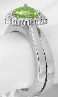 Peridot Engagement Rings with Trillion Cut Gemstone