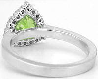 Diamond Halo Peridot Ring in 14k in 14k white gold