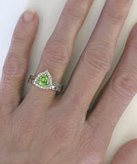 Peridot Engagement Set with Trillion and Plain Matching Band