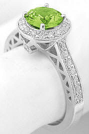 Gallery Detail for Peridot Ring in 14k white gold